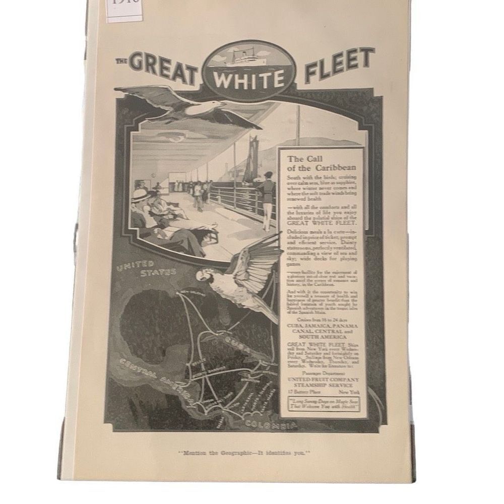 Vintage 1916 The Great White Fleet Call of the Caribbean Ad Advertisement - Picture 3 of 4